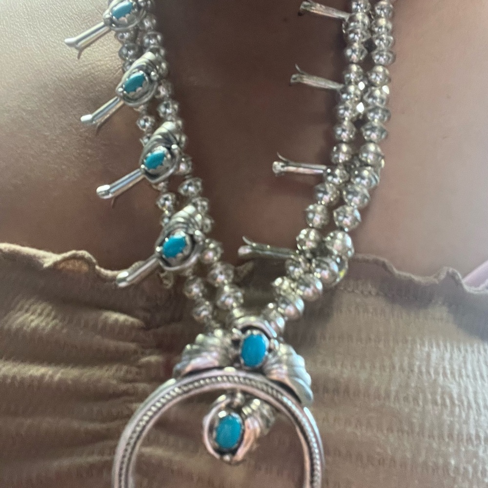 Native American silver turquoise necklace for women